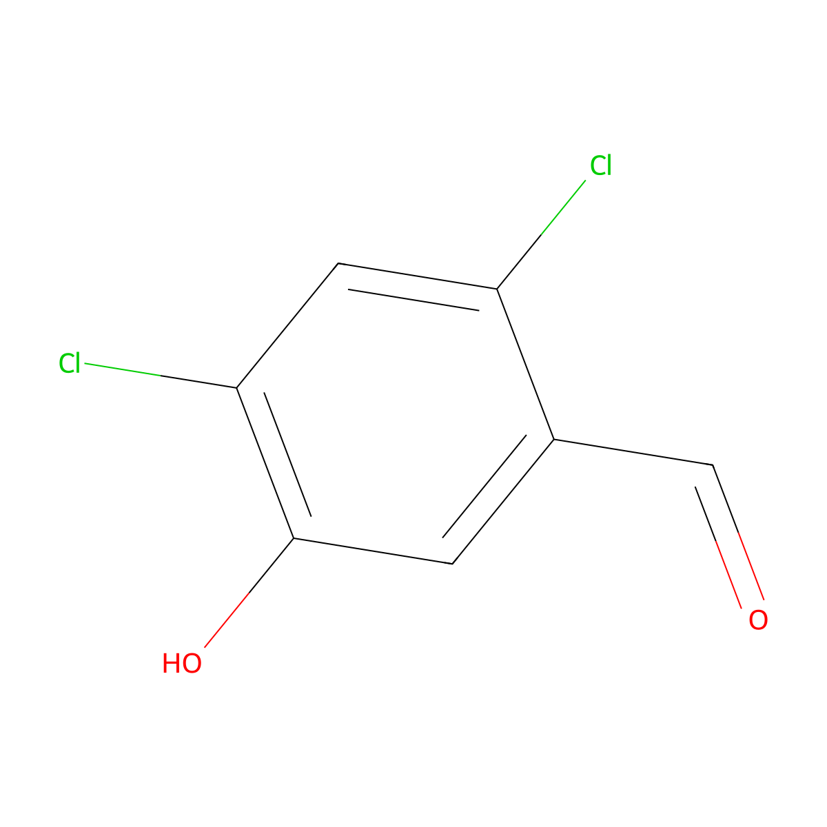 2,4-Dichloro-5-hydroxybenzaldehyde molecular structure, CAS 56962-15-3