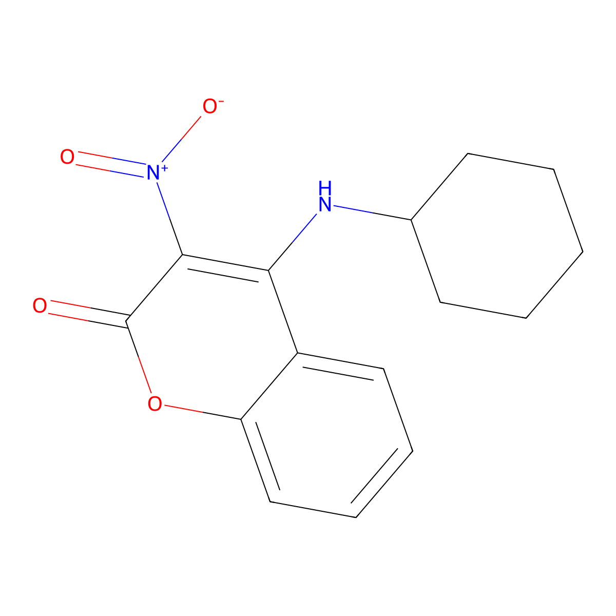 Coumarin, 4-cyclohexylamino-3-nitro- molecular structure, CAS 56962-68-6