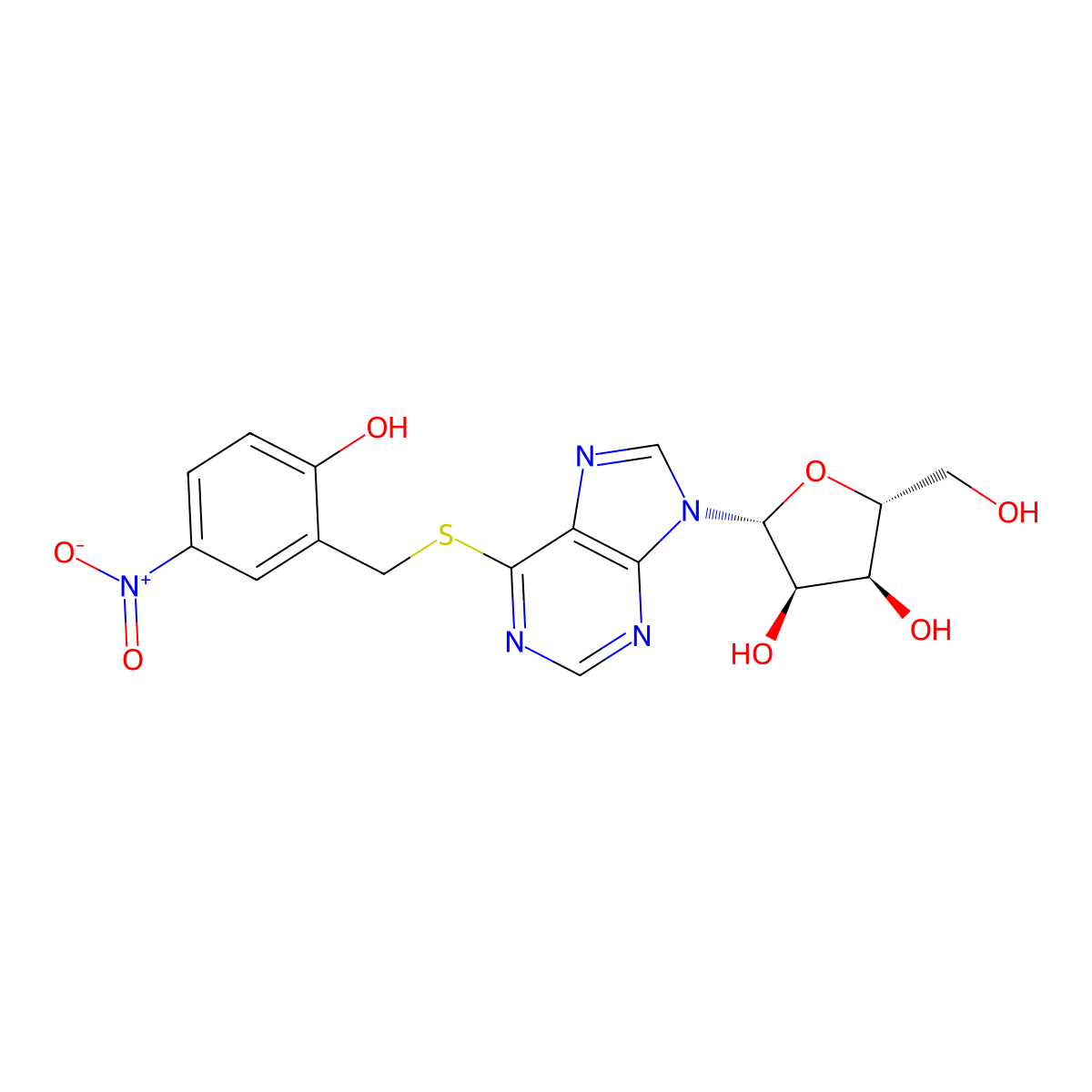 S-(2-Hydroxy-5-nitrobenzyl)-6-thioinosine molecular structure, CAS 56964-73-9