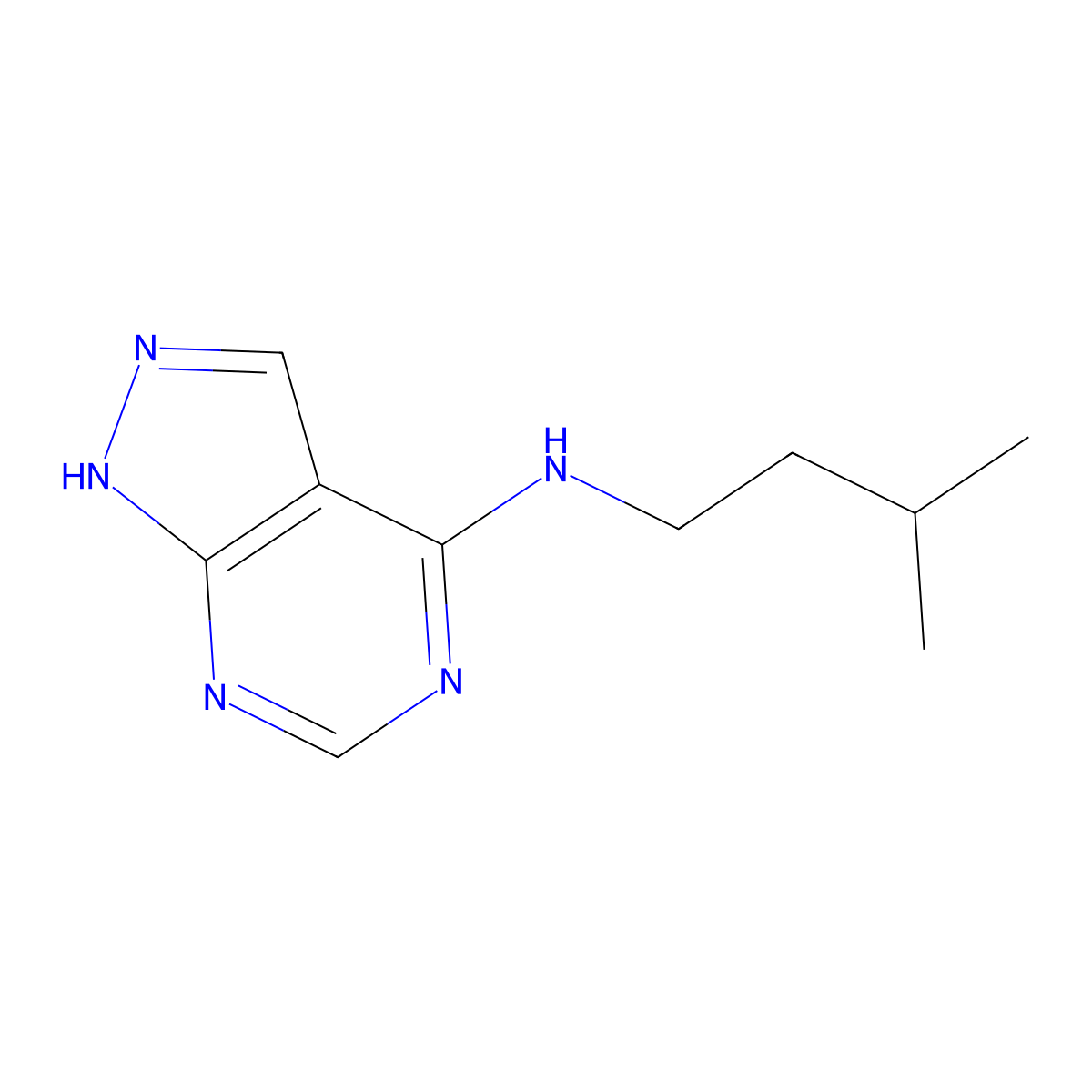 N-(3-methylbutyl)-1H-pyrazolo[3,4-d]pyrimidin-4-amine molecular structure, CAS 56964-92-2