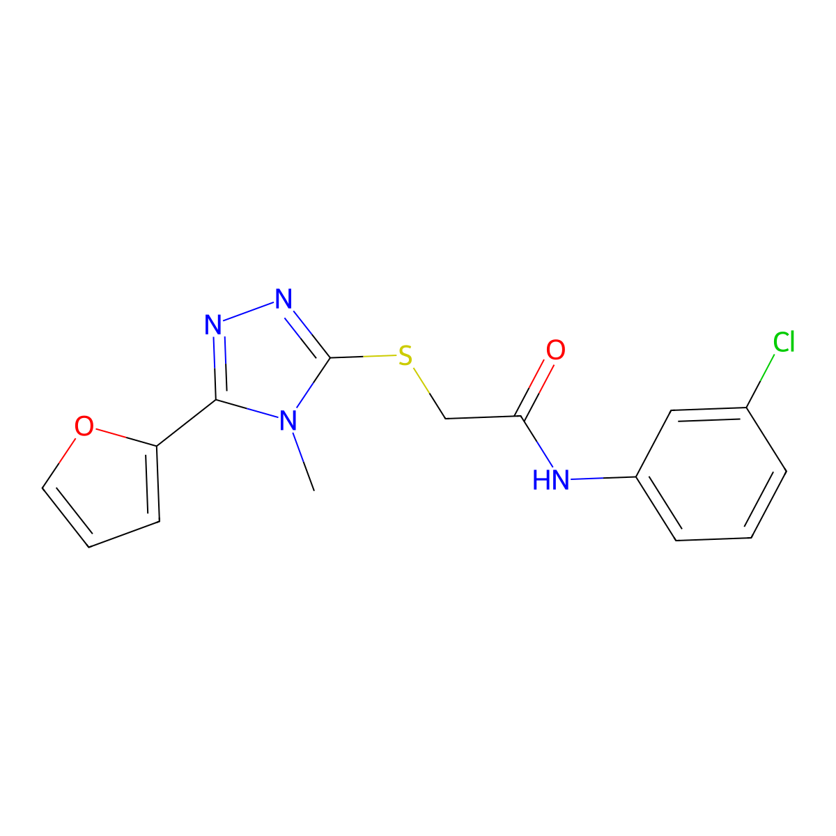 N-(3-chlorophenyl)-2-{[5-(furan-2-yl)-4-methyl-4H-1,2,4-triazol-3-yl]sulfanyl}acetamide molecular structure, CAS 569644-76-4