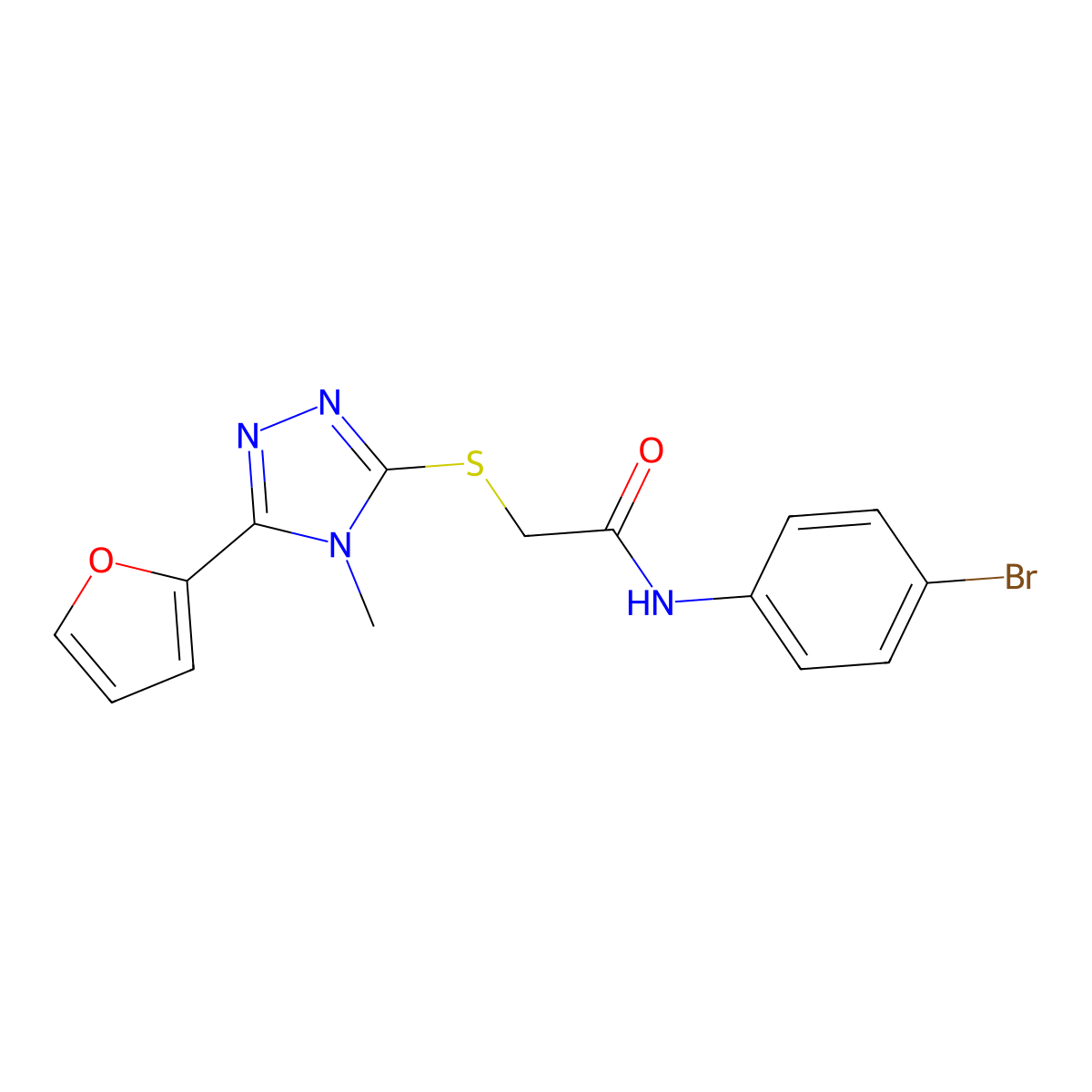 N-(4-bromophenyl)-2-{[5-(furan-2-yl)-4-methyl-4H-1,2,4-triazol-3-yl]sulfanyl}acetamide molecular structure, CAS 569644-77-5