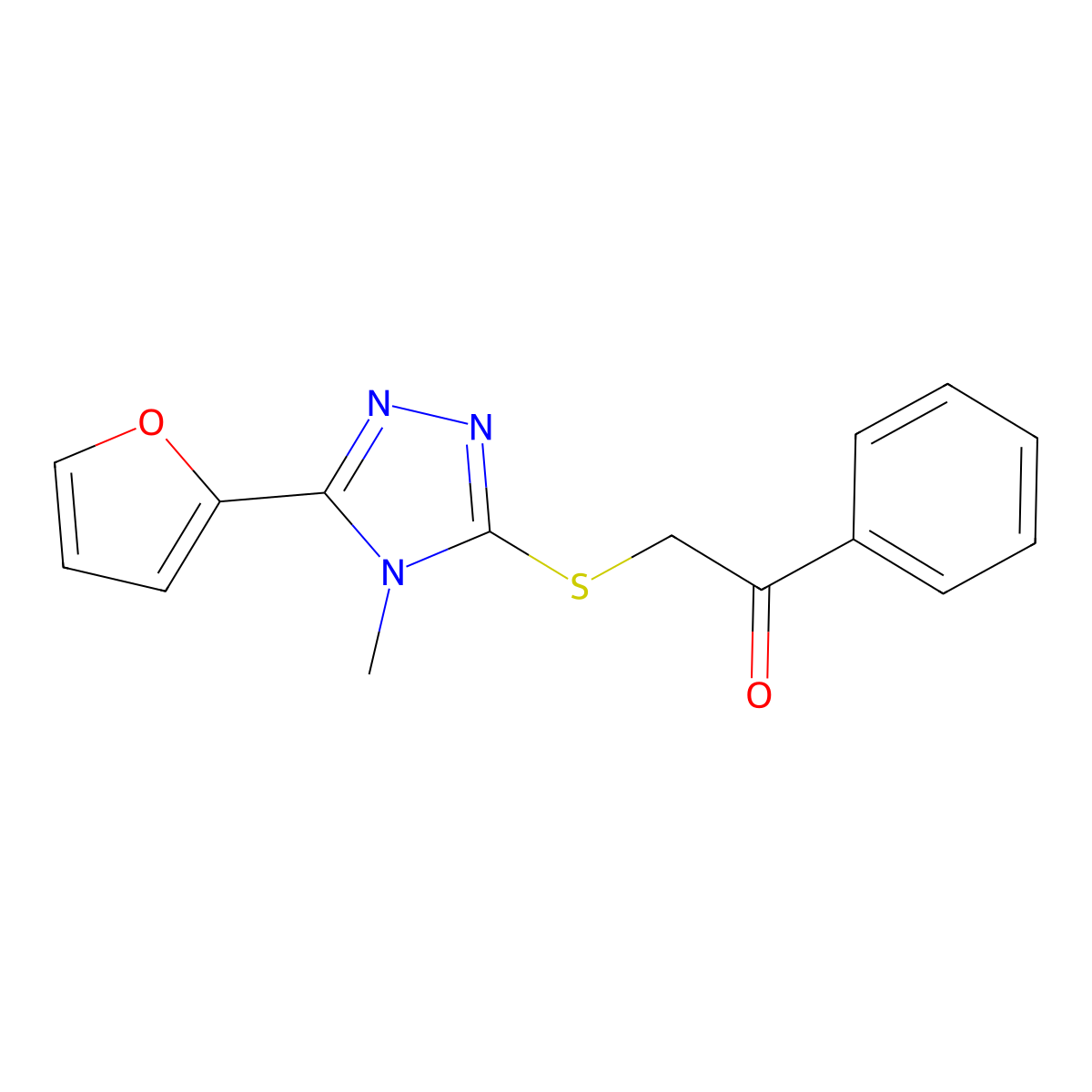 2-{[5-(furan-2-yl)-4-methyl-4H-1,2,4-triazol-3-yl]sulfanyl}-1-phenylethanone molecular structure, CAS 569644-81-1
