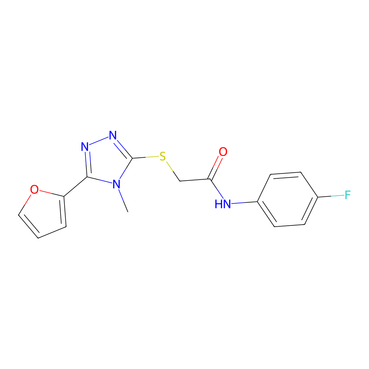 N-(4-fluorophenyl)-2-{[5-(furan-2-yl)-4-methyl-4H-1,2,4-triazol-3-yl]sulfanyl}acetamide molecular structure, CAS 569644-85-5