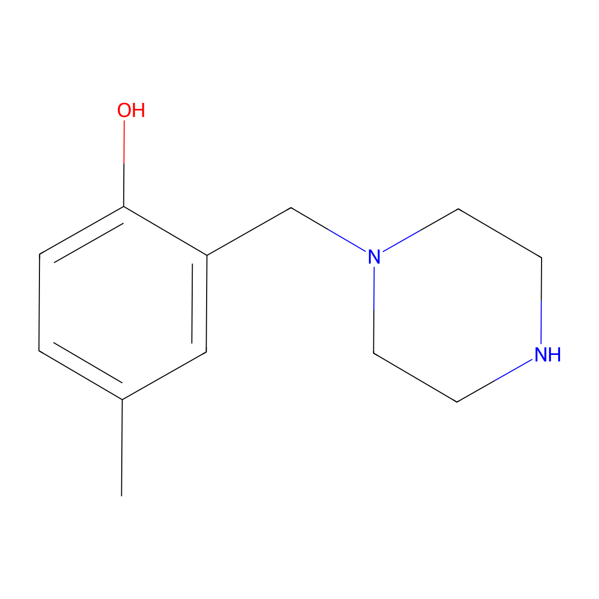 4-Methyl-2-(piperazin-1-ylmethyl)phenol molecular structure, CAS 569646-56-6