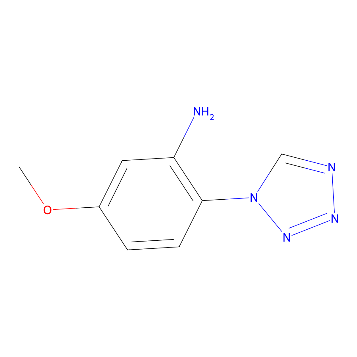 5-methoxy-2-(1H-tetrazol-1-yl)aniline molecular structure, CAS 569648-15-3