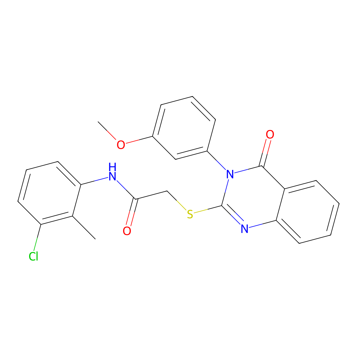 N-(3-chloro-2-methylphenyl)-2-[3-(3-methoxyphenyl)-4-oxoquinazolin-2-yl]sulfanylacetamide molecular structure, CAS 569648-16-4