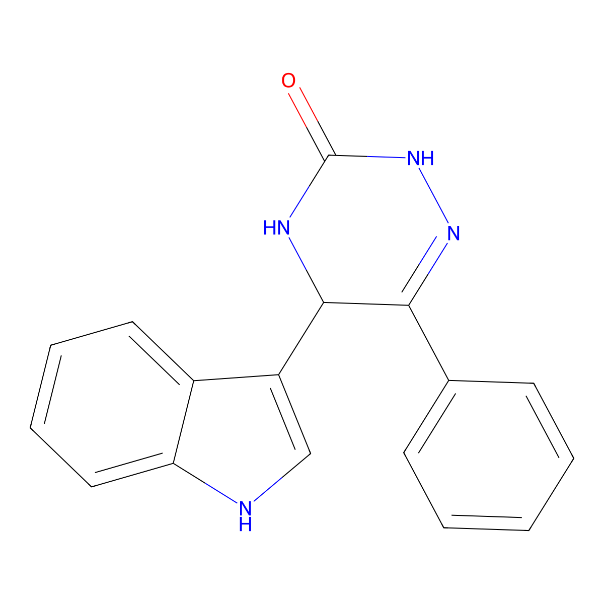 5-(1H-Indol-3-yl)-6-phenyl-4,5-dihydro-1,2,4-triazin-3(2H)-one molecular structure, CAS 569655-94-3