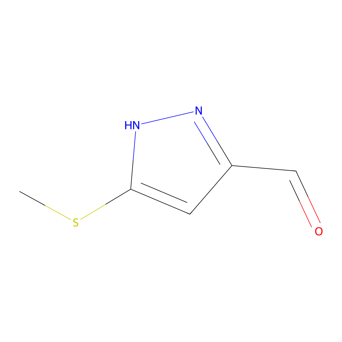 5-(Methylthio)-1H-pyrazole-3-carbaldehyde molecular structure, CAS 569657-30-3