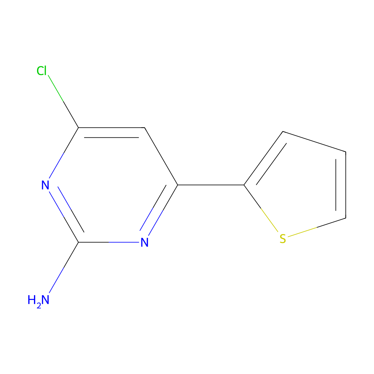 2-Amino-4-chloro-6-(2-thienyl)pyrimidine molecular structure, CAS 569657-91-6