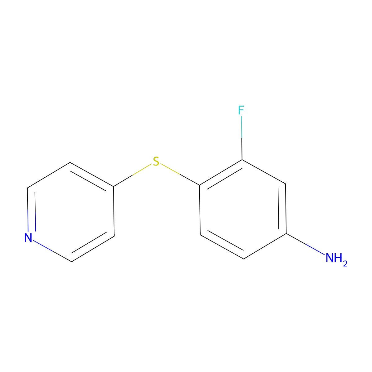 3-Fluoro-4-(4-pyridinylsulfanyl)aniline molecular structure, CAS 569658-00-0