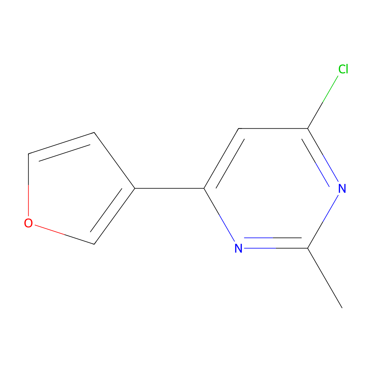 4-Chloro-6-(furan-3-yl)-2-methylpyrimidine molecular structure, CAS 569658-33-9
