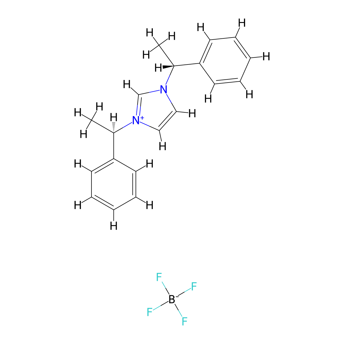 1,3-Bis((R)-1-phenylethyl)-1H-imidazol-3-ium tetrafluoroborate molecular structure, CAS 569658-93-1