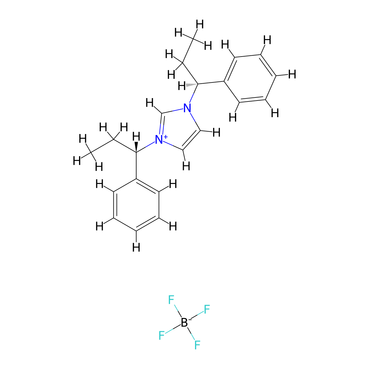 1,3-Bis((S)-1-phenylpropyl)-1H-imidazol-3-ium tetrafluoroborate molecular structure, CAS 569658-95-3