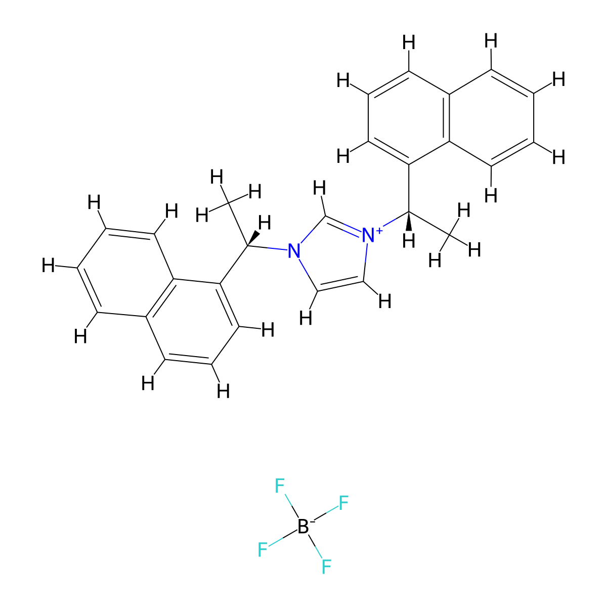 1,3-Bis((S)-1-(naphthalen-1-yl)ethyl)-1H-imidazol-3-ium tetrafluoroborate molecular structure, CAS 569658-97-5