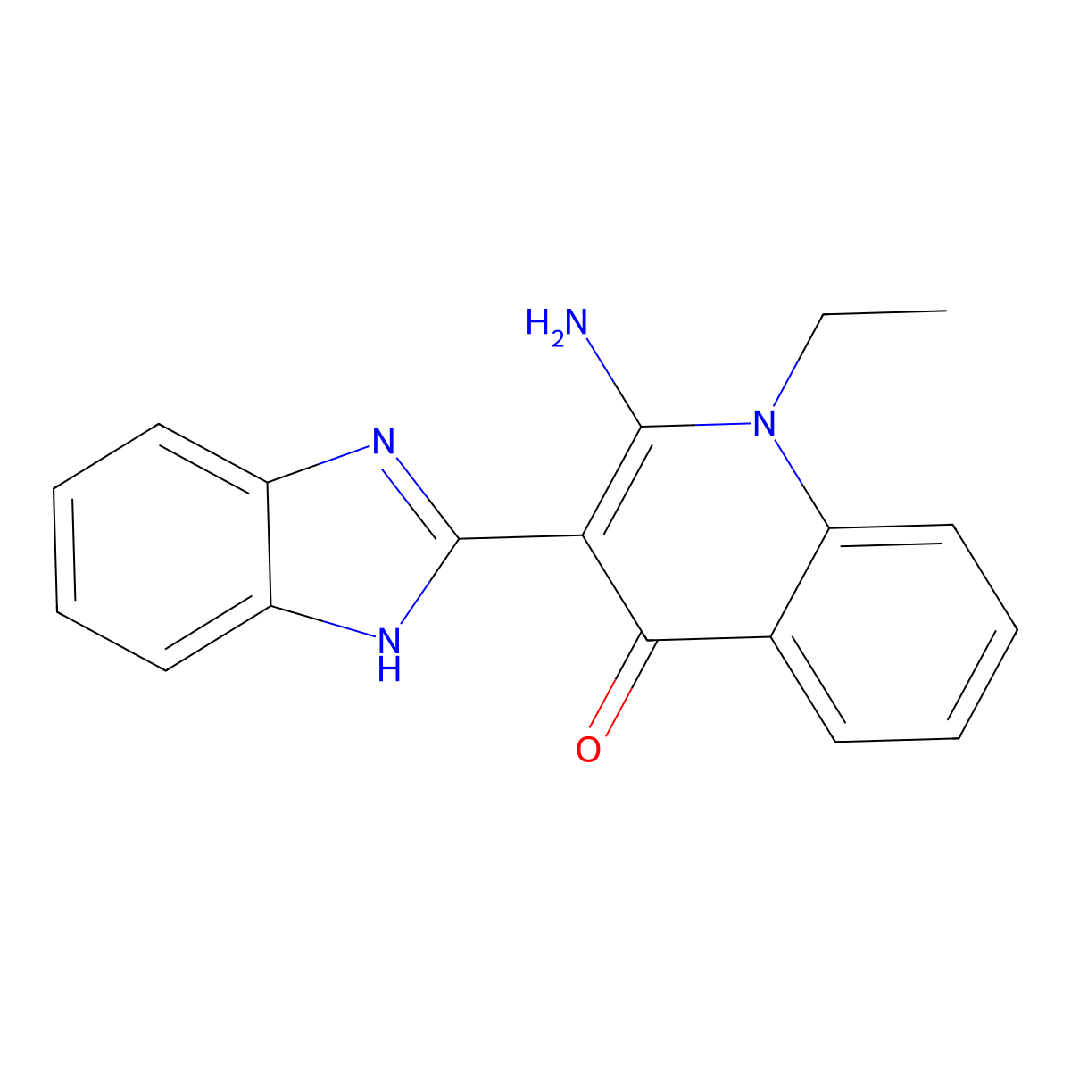 2-amino-3-(1H-benzimidazol-2-yl)-1-ethylquinolin-4(1H)-one molecular structure, CAS 569669-13-2