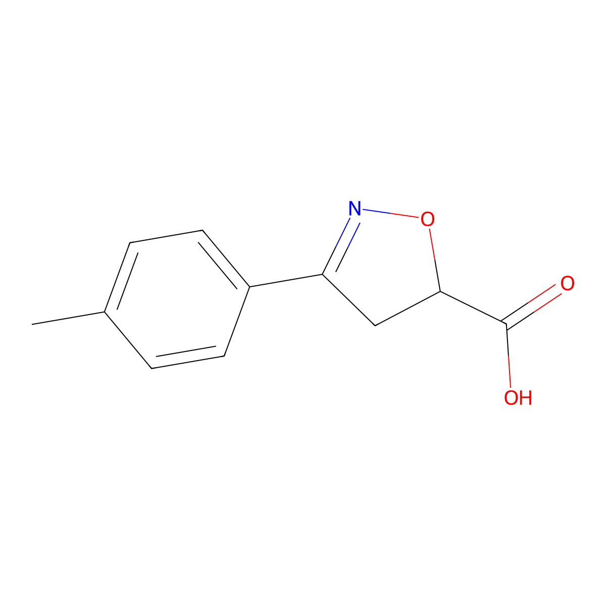 3-(4-Methylphenyl)-4,5-dihydro-1,2-oxazole-5-carboxylic acid molecular structure, CAS 569672-90-8