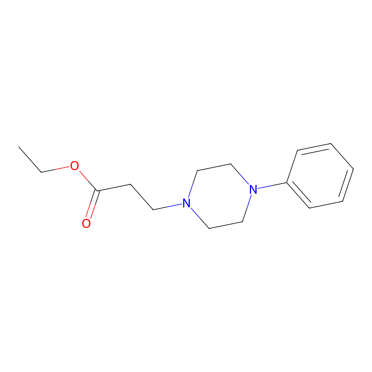 Ethyl 3-(4-phenylpiperazin-1-yl)propanoate molecular structure, CAS 56968-65-1