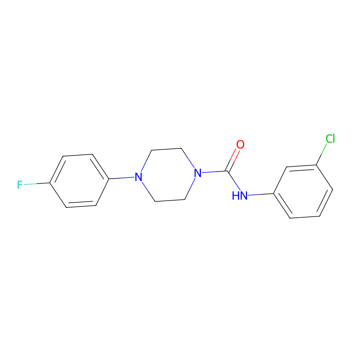 N-(3-chlorophenyl)-4-(4-fluorophenyl)piperazine-1-carboxamide molecular structure, CAS 5697-07-4