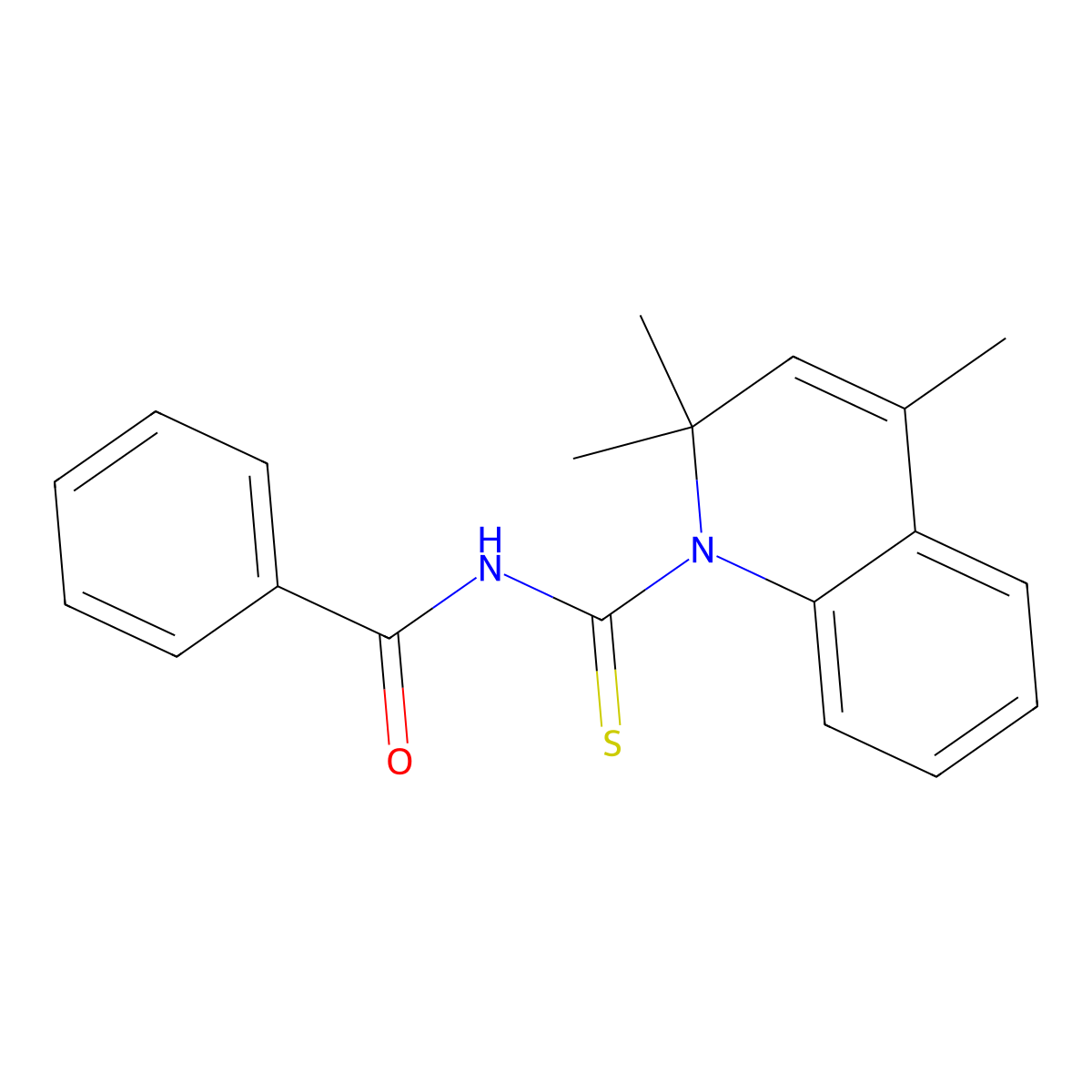 N-(2,2,4-trimethylquinoline-1-carbothioyl)benzamide molecular structure, CAS 5697-10-9