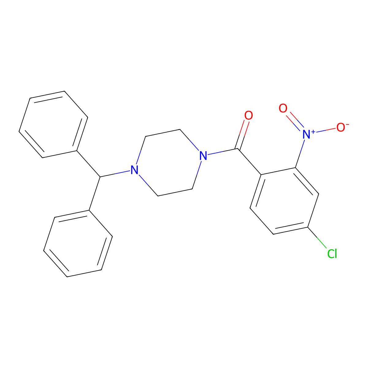 (4-Chloro-2-nitrophenyl)[4-(diphenylmethyl)piperazin-1-yl]methanone molecular structure, CAS 5697-17-6