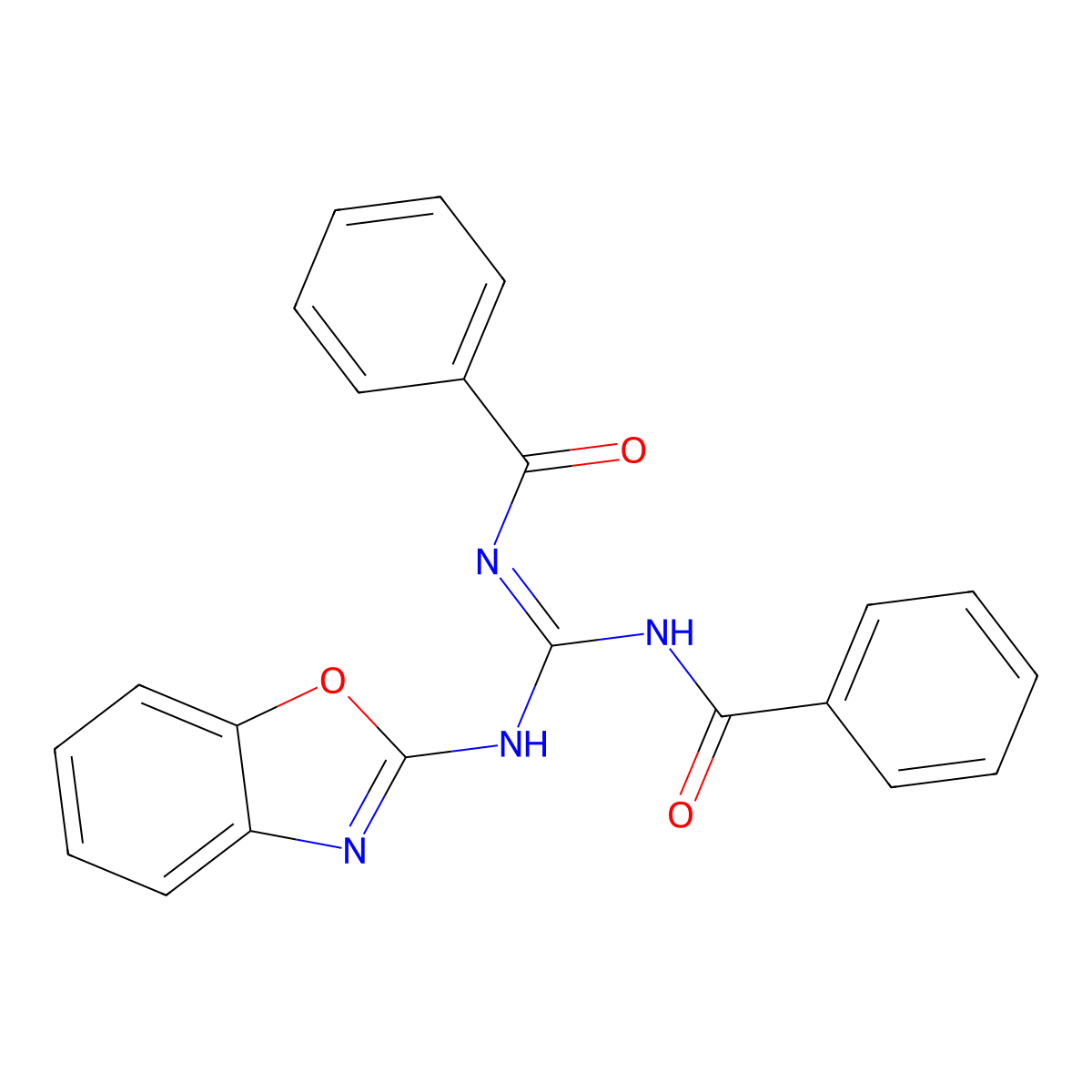 N-Benzooxazol-2-yl-N',N''-dibenzoyl-guanidine molecular structure, CAS 5697-98-3