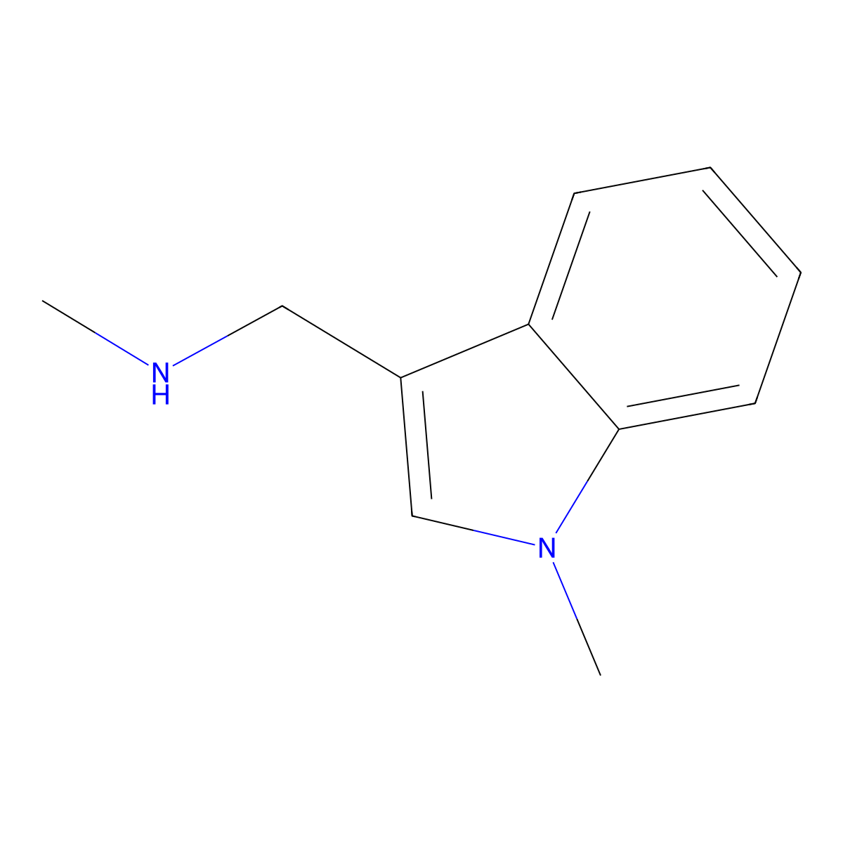 1-Methyl-3-(methylaminomethyl)indole molecular structure, CAS 56972-00-0