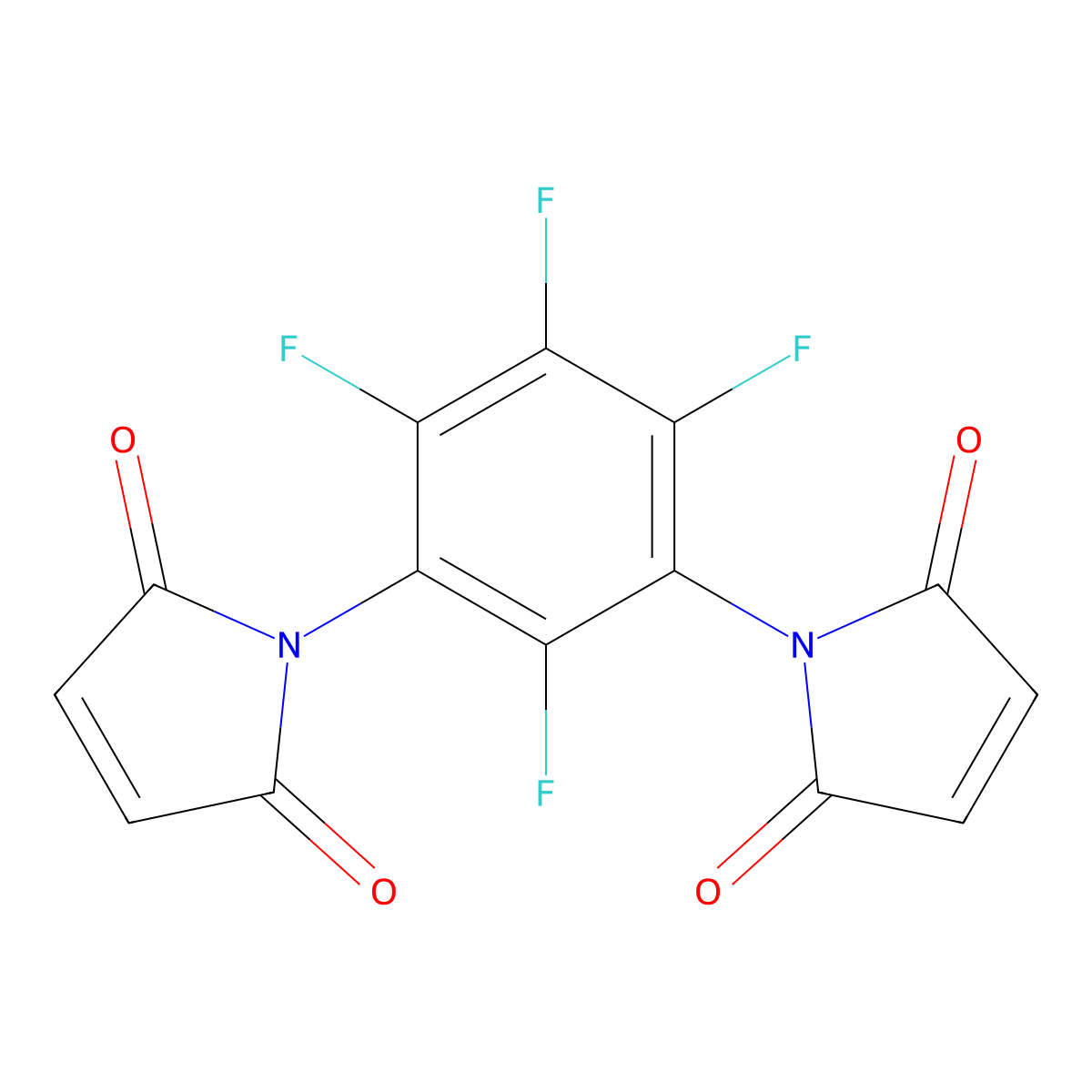 Maleimide, 1,1'-(tetrafluoro-m-phenylene)di- molecular structure, CAS 56973-16-1