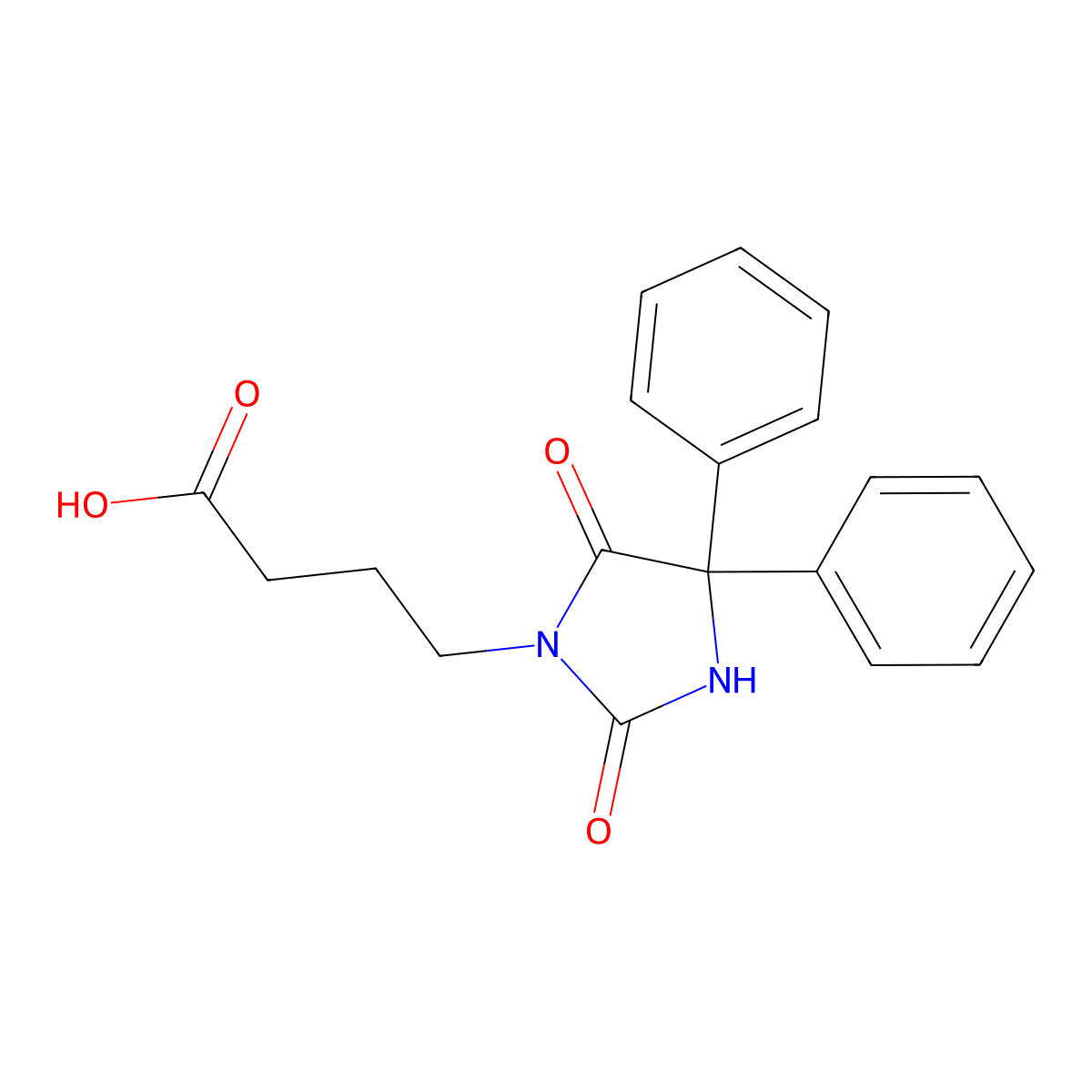 4-(2,5-Dioxo-4,4-diphenylimidazolidin-1-yl)butanoic acid molecular structure, CAS 56976-66-0