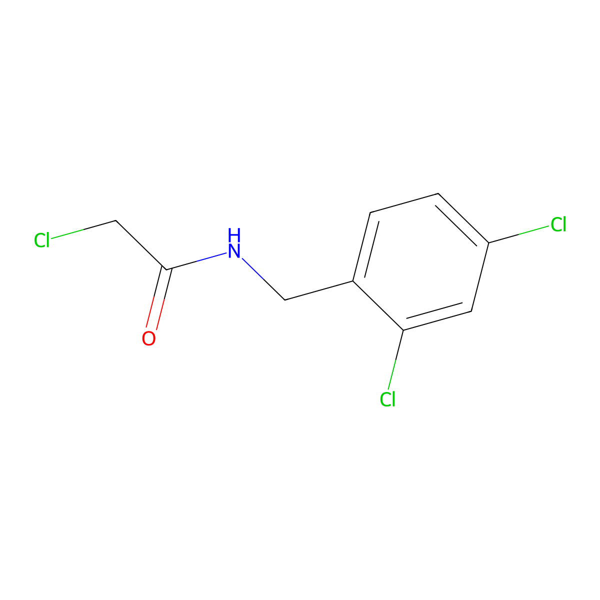 2-chloro-N-[(2,4-dichlorophenyl)methyl]acetamide molecular structure, CAS 56978-45-1