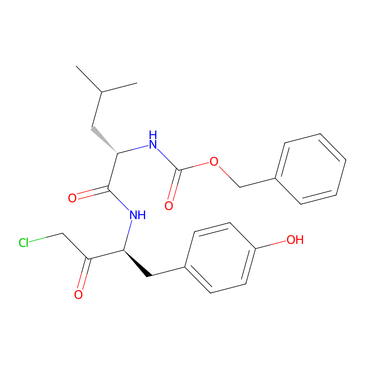 Carbobenzyloxyleucyl-tyrosine chloromethyl ketone molecular structure, CAS 56979-35-2
