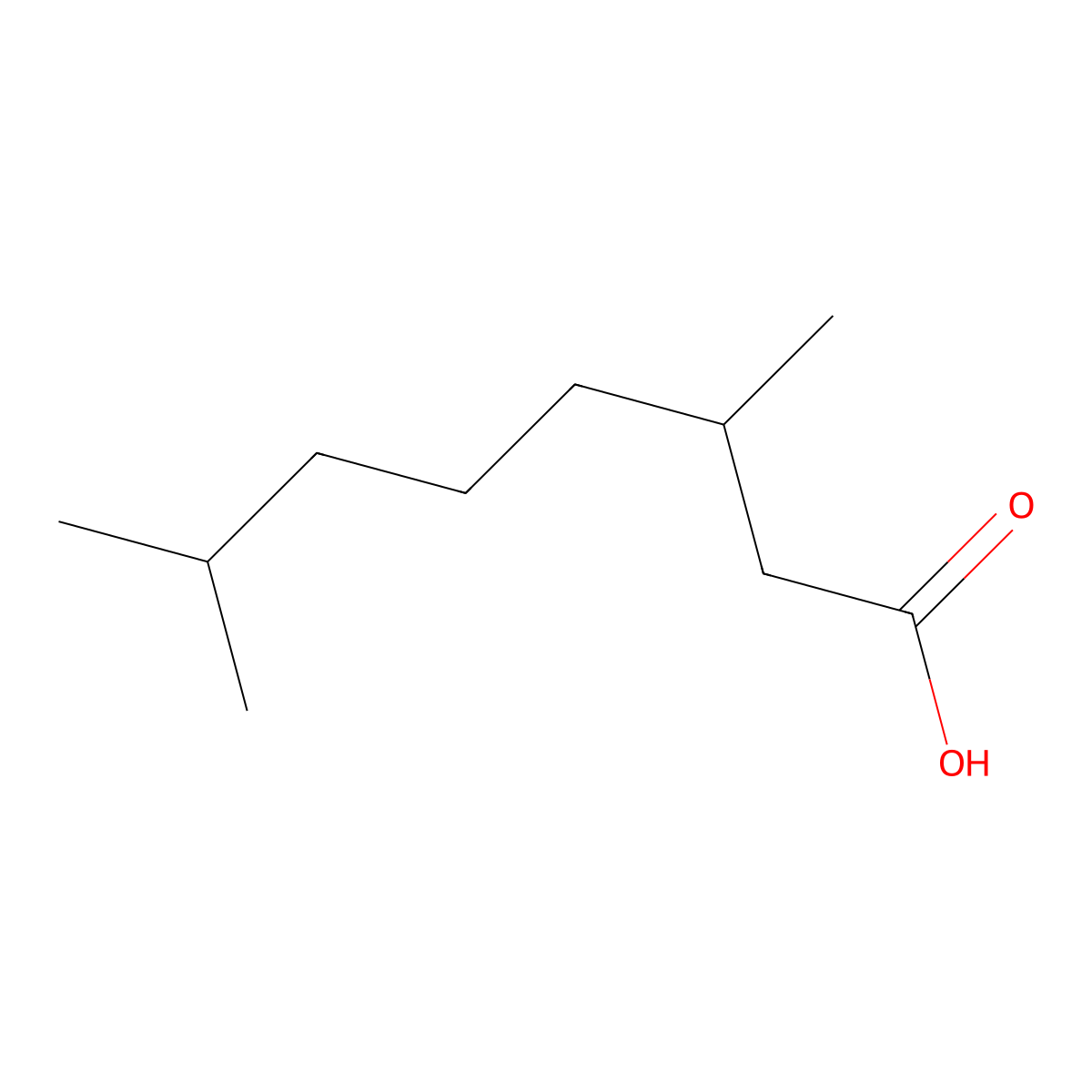 Octanoic acid, 3,7-dimethyl- molecular structure, CAS 5698-27-1