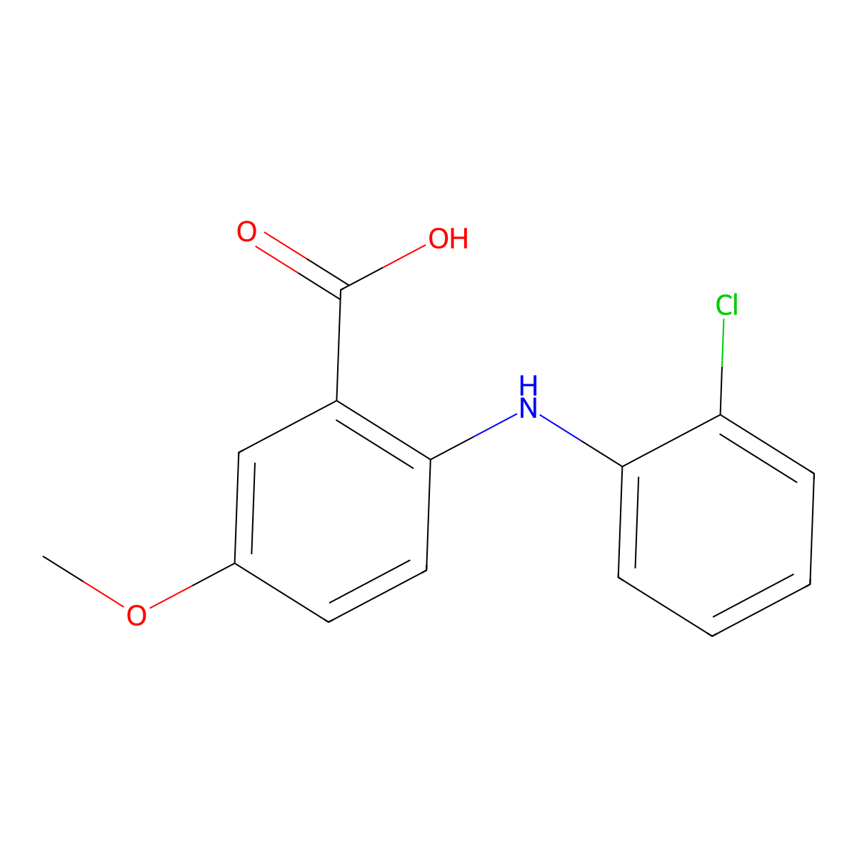 2-[(2-Chlorophenyl)amino]-5-methoxybenzoic acid molecular structure, CAS 56980-11-1