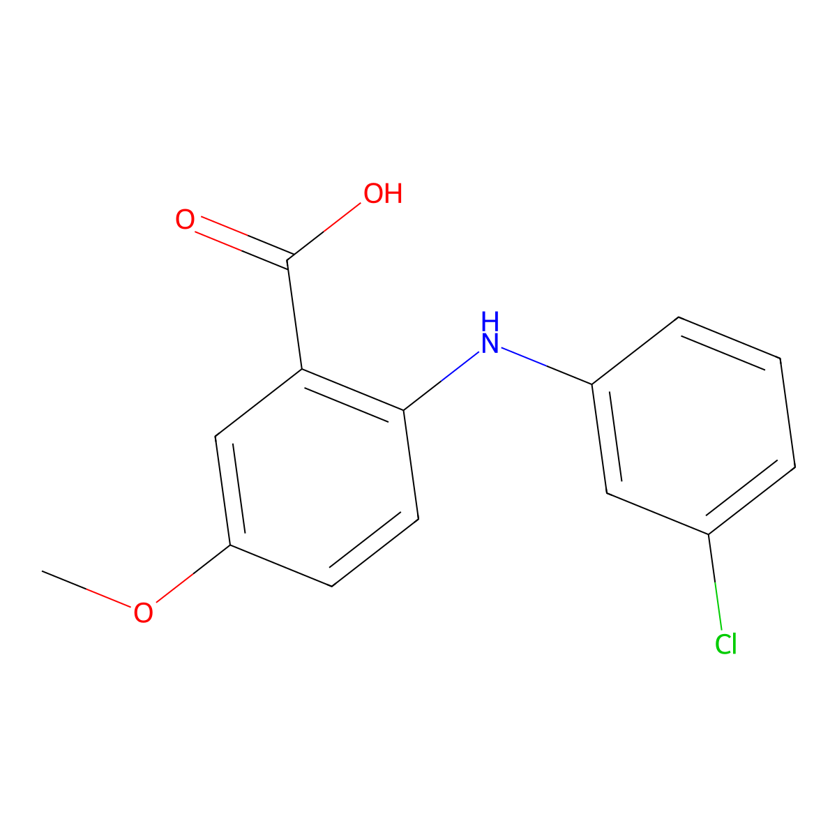 2-(3-Chloroanilino)-5-methoxybenzoic acid molecular structure, CAS 56980-12-2