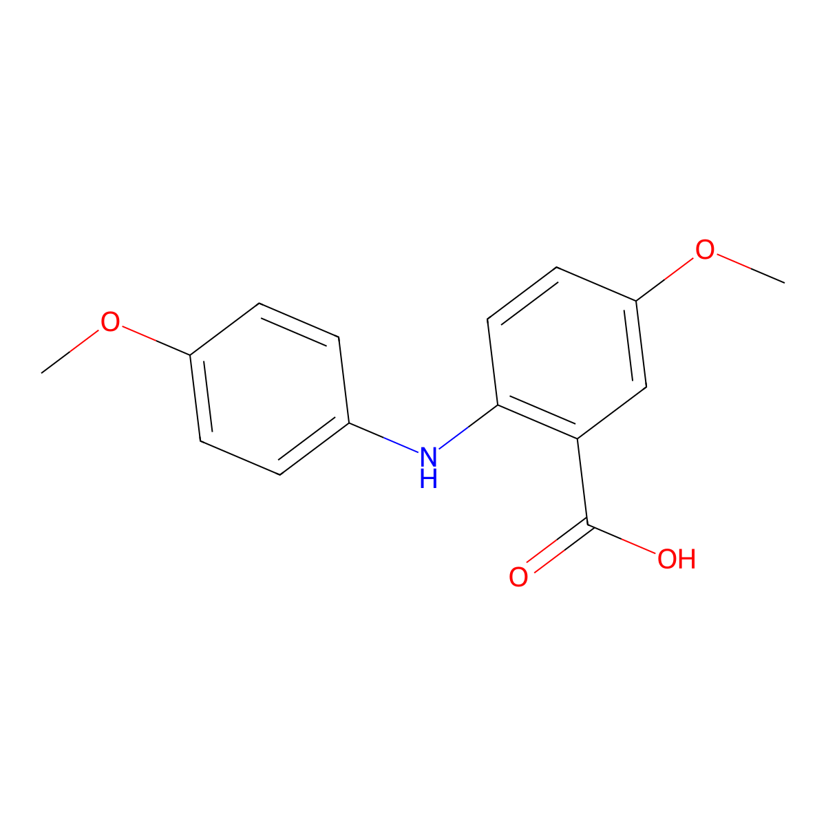 5-Methoxy-2-((4-methoxyphenyl)amino)benzoic acid molecular structure, CAS 56980-14-4
