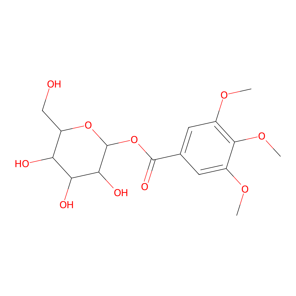 1-O-(3,4,5-Trimethoxybenzoyl)-b-D-glucopyranoside molecular structure, CAS 56982-70-8