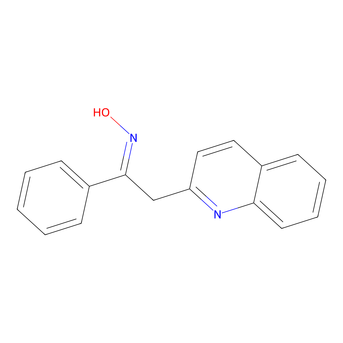 Ethanone, 1-phenyl-2-(2-quinolinyl)-, oxime molecular structure, CAS 56983-99-4