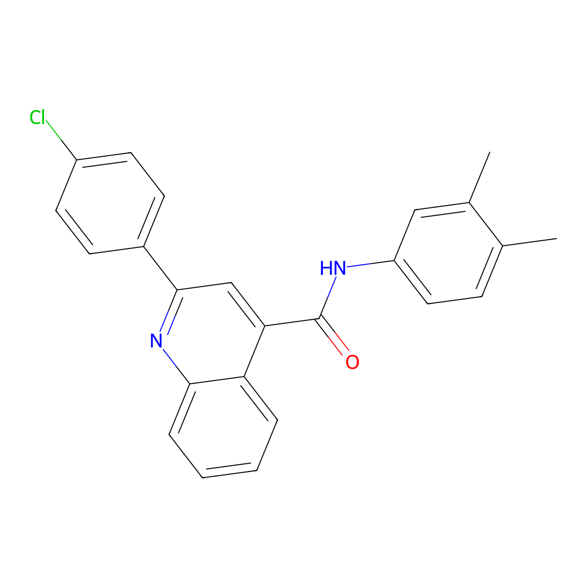2-(4-chlorophenyl)-N-(3,4-dimethylphenyl)quinoline-4-carboxamide molecular structure, CAS 5699-04-7
