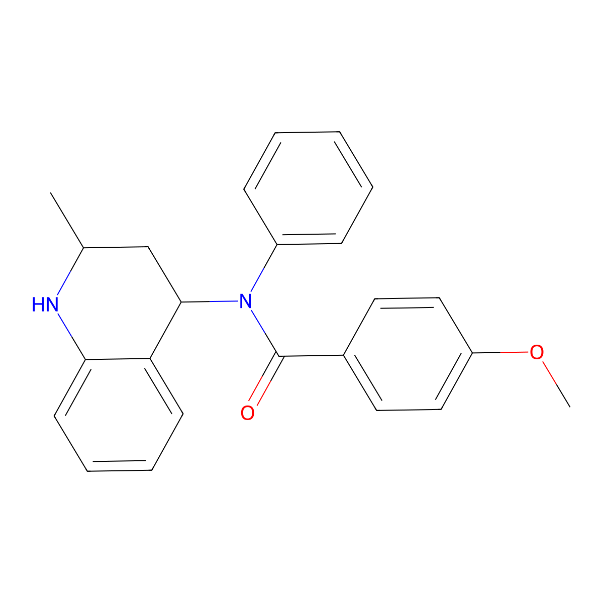 4-Methoxy-N-(2-methyl-1,2,3,4-tetrahydro-4-quinolinyl)-N-phenylbenzamide molecular structure, CAS 5699-18-3