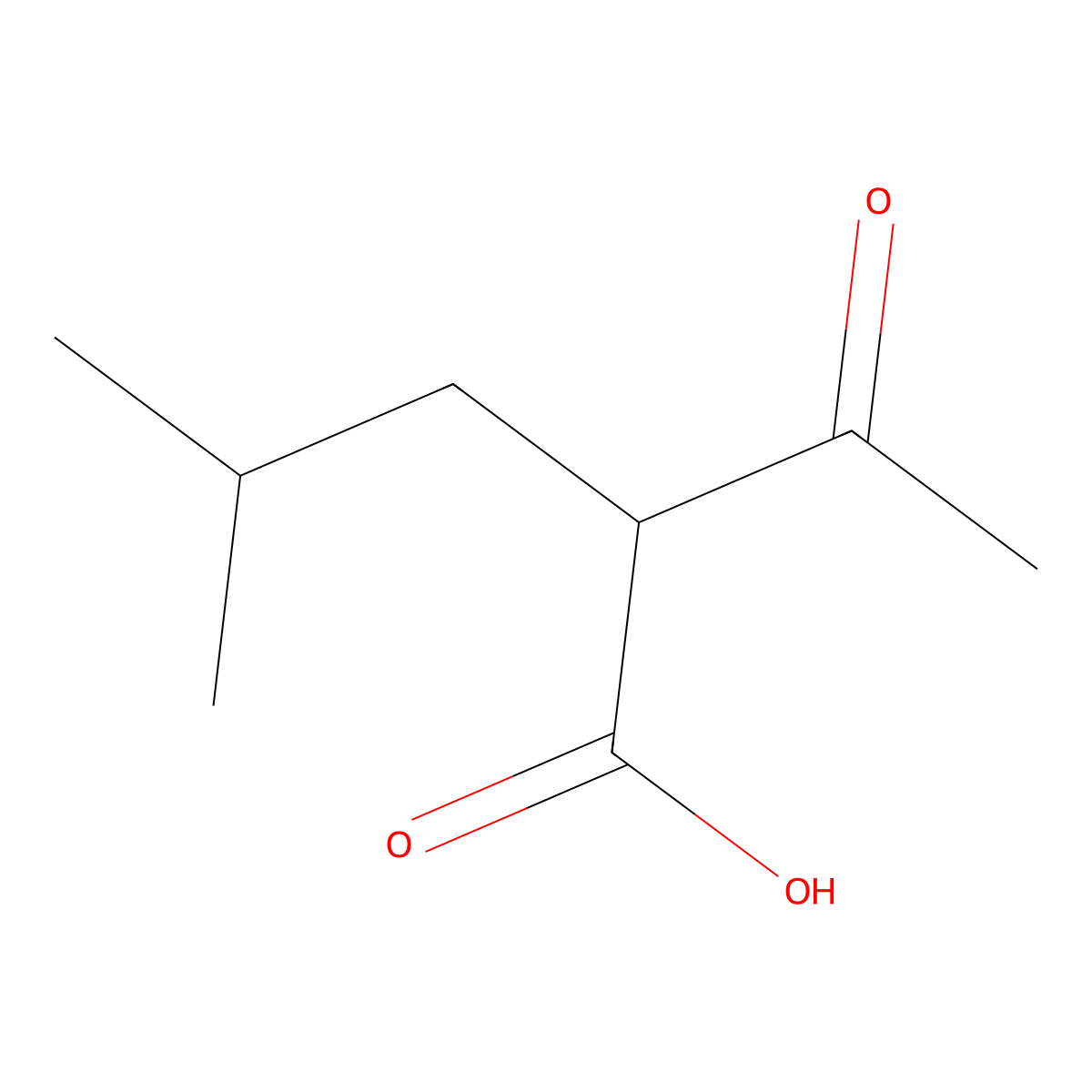 2-Acetyl-4-methylpentanoic acid molecular structure, CAS 5699-53-6