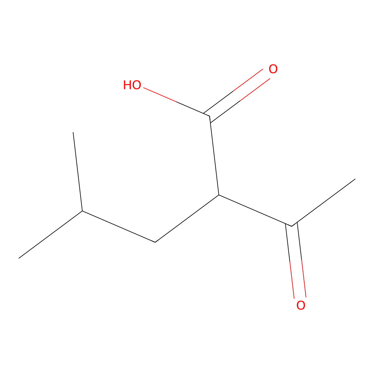 2-Acetyl-4-methylpentanoic acid molecular structure, CAS 5699-53-6