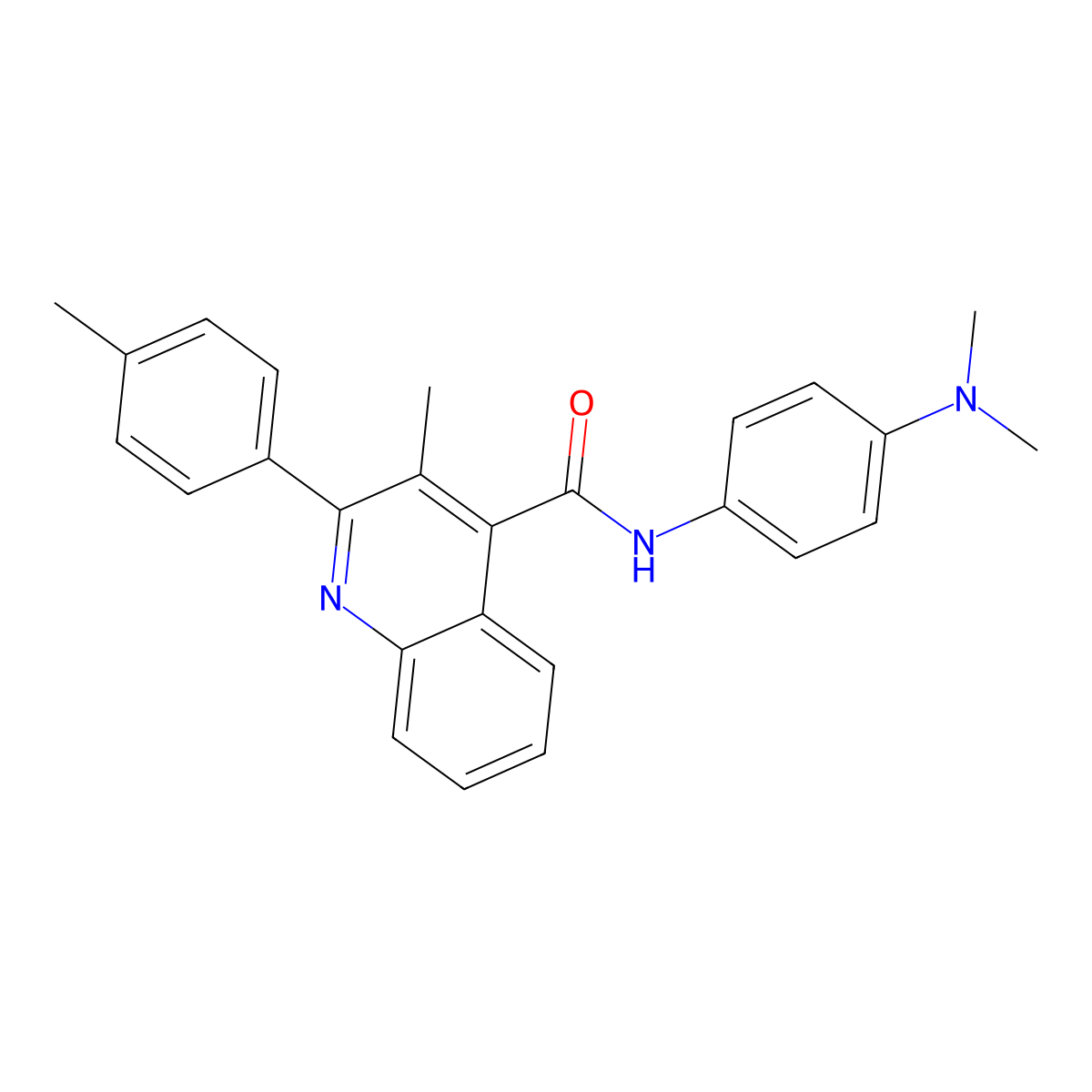 N-[4-(dimethylamino)phenyl]-3-methyl-2-(4-methylphenyl)quinoline-4-carboxamide molecular structure, CAS 5699-55-8