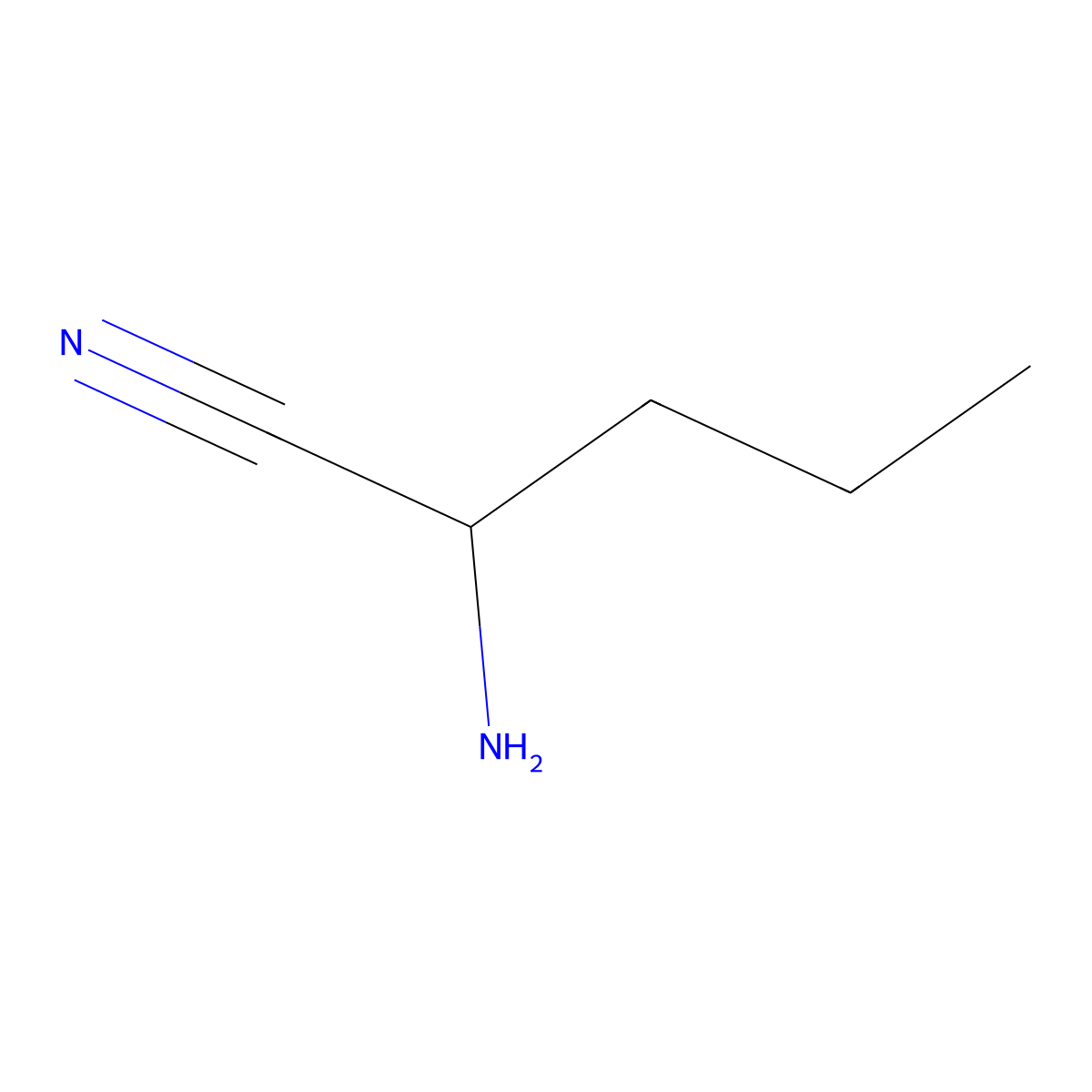 2-Aminopentanenitrile molecular structure, CAS 5699-69-4