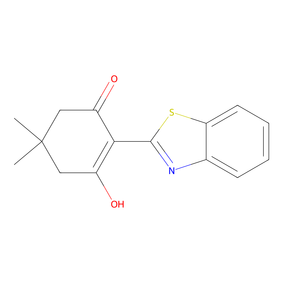 2-Benzothiazol-2-YL-3-hydroxy-5,5-dimethylcyclohex-2-EN-1-one molecular structure, CAS 56995-06-3