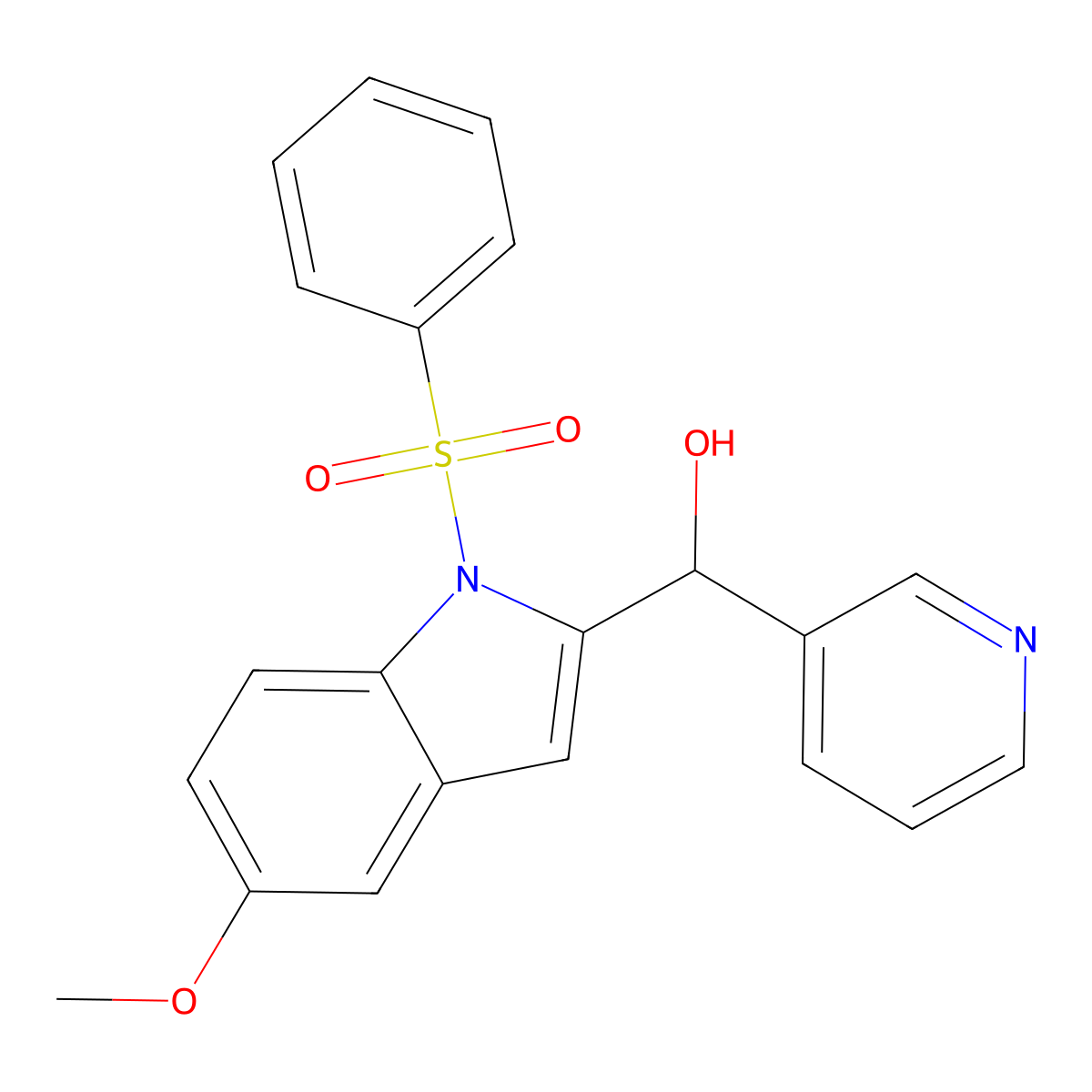 [5-methoxy-1-(phenylsulfonyl)-1H-indol-2-yl](3-pyridinyl)methanol molecular structure, CAS 56995-14-3