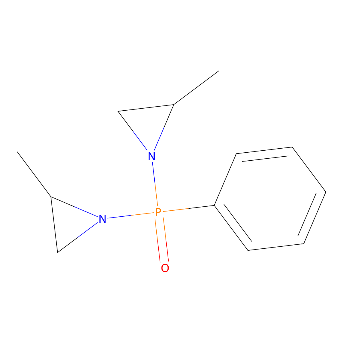 Aziridine, 1,1'-(phenylphosphinylidene)bis[2-methyl- molecular structure, CAS 57-40-9