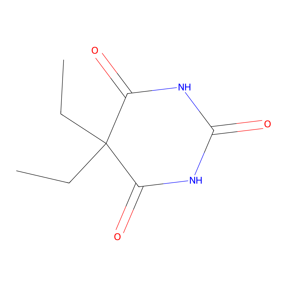 Barbital molecular structure, CAS 57-44-3
