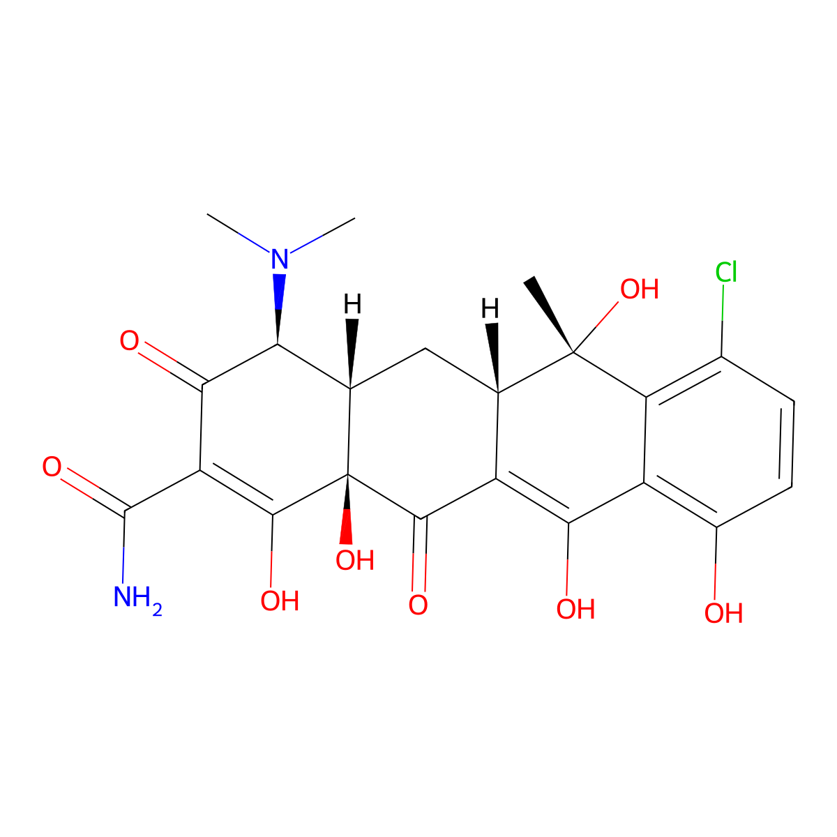Chlortetracycline molecular structure, CAS 57-62-5