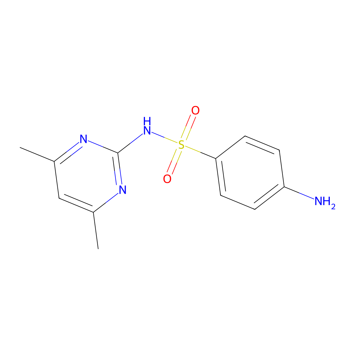 Sulfamethazine molecular structure, CAS 57-68-1