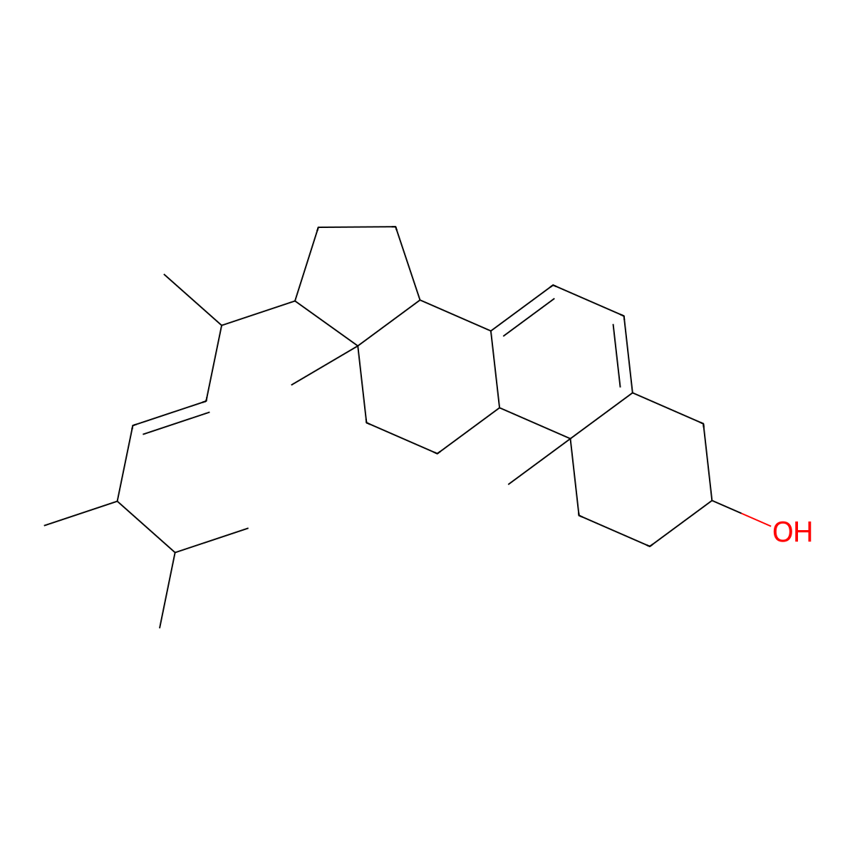 Ergosterol molecular structure, CAS 57-87-4
